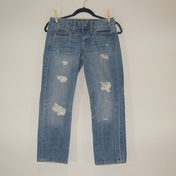American Eagle Boy Fit Faded Ripped Jeans - Picture 1 of 2